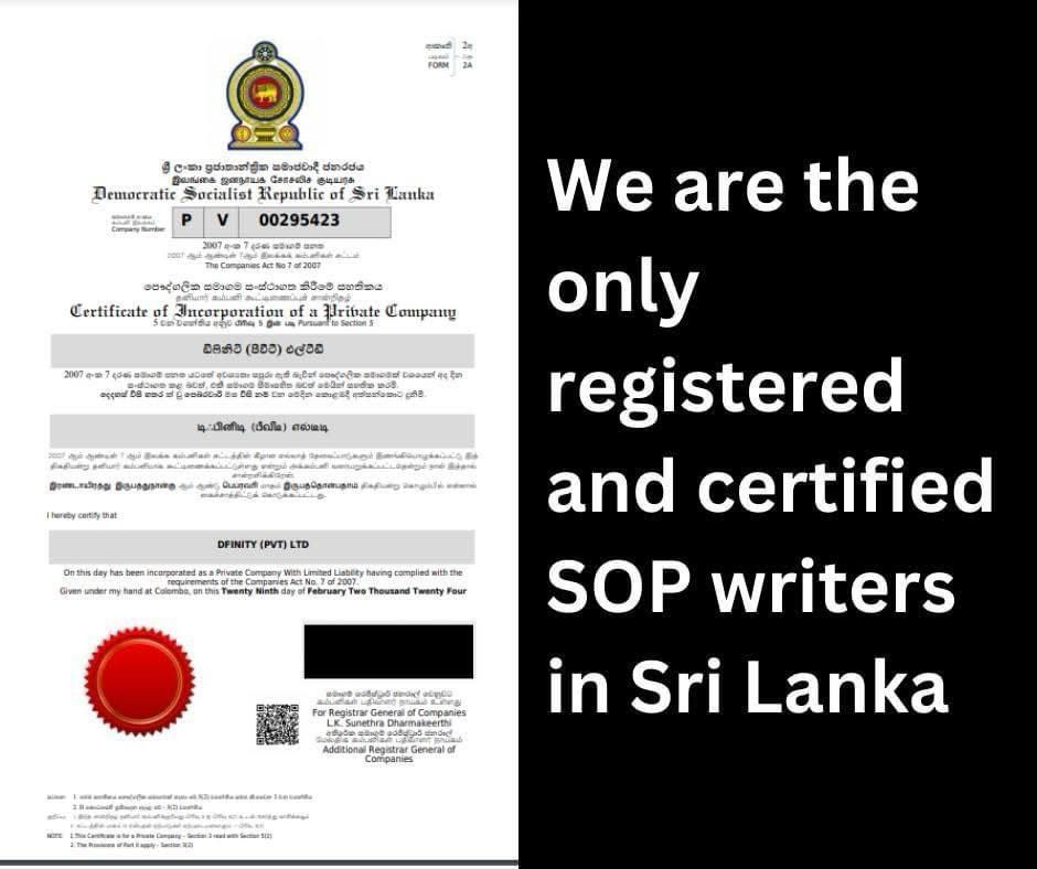 SOP Writing Sri Lanka